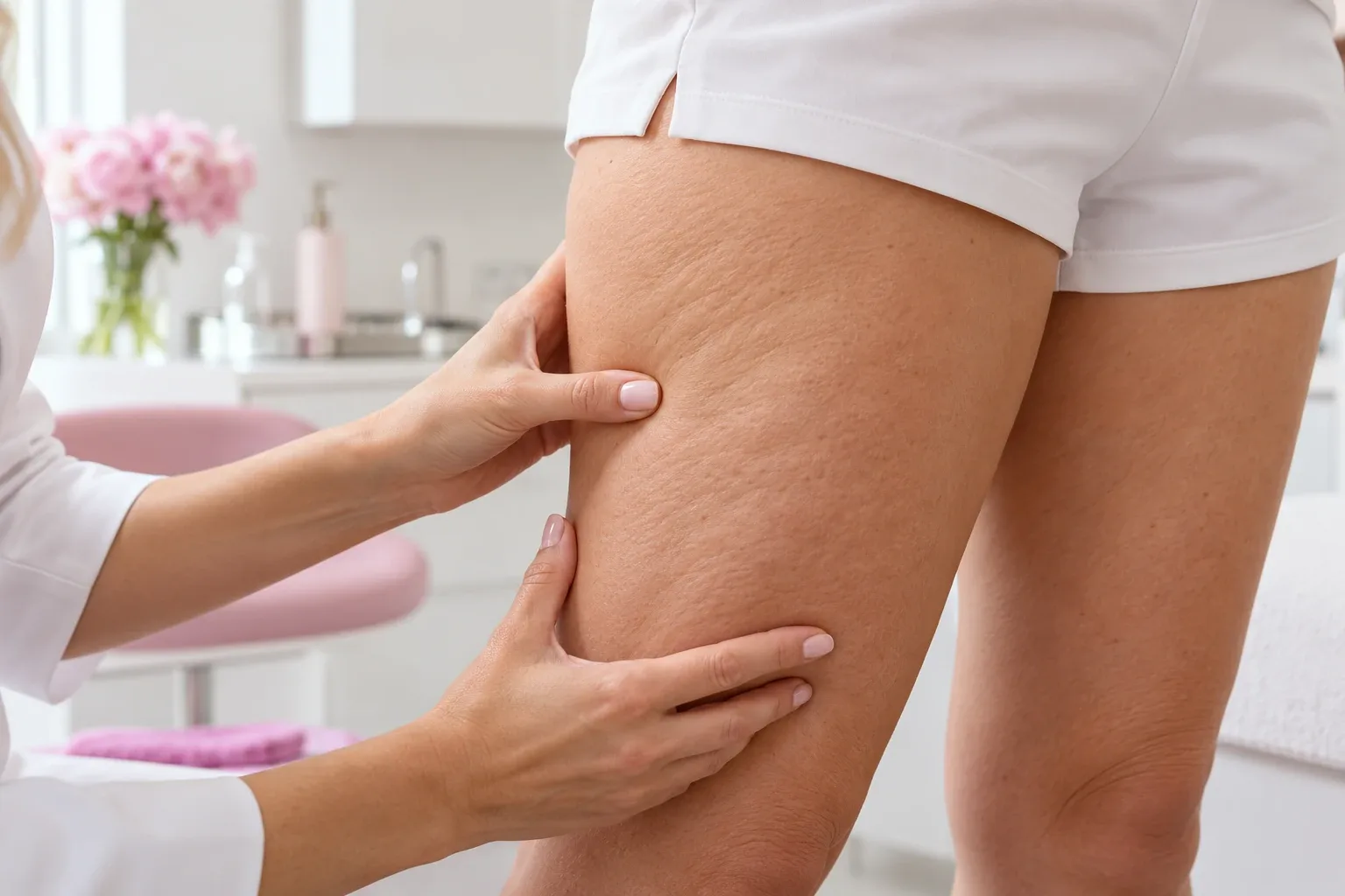 Texture naturelle de la peau sur une cuisse