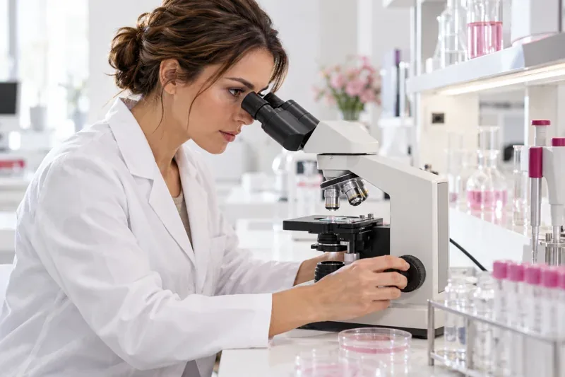 Recherche scientifique illustrée au microscope