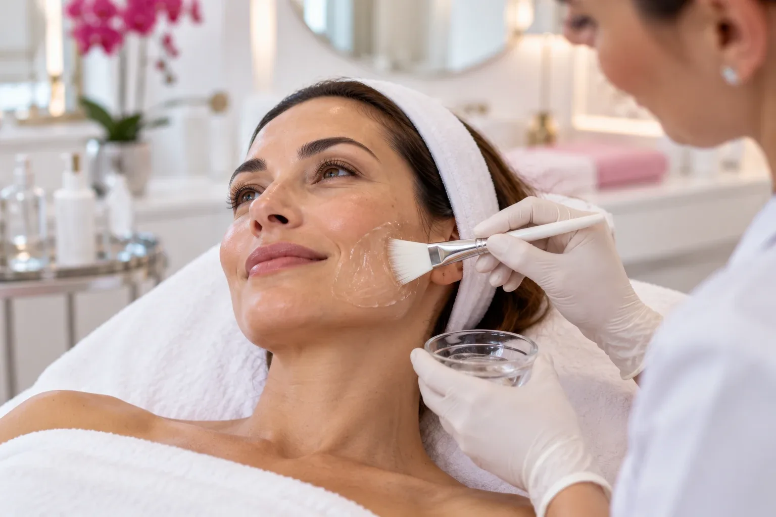 Application de gel sur la joue