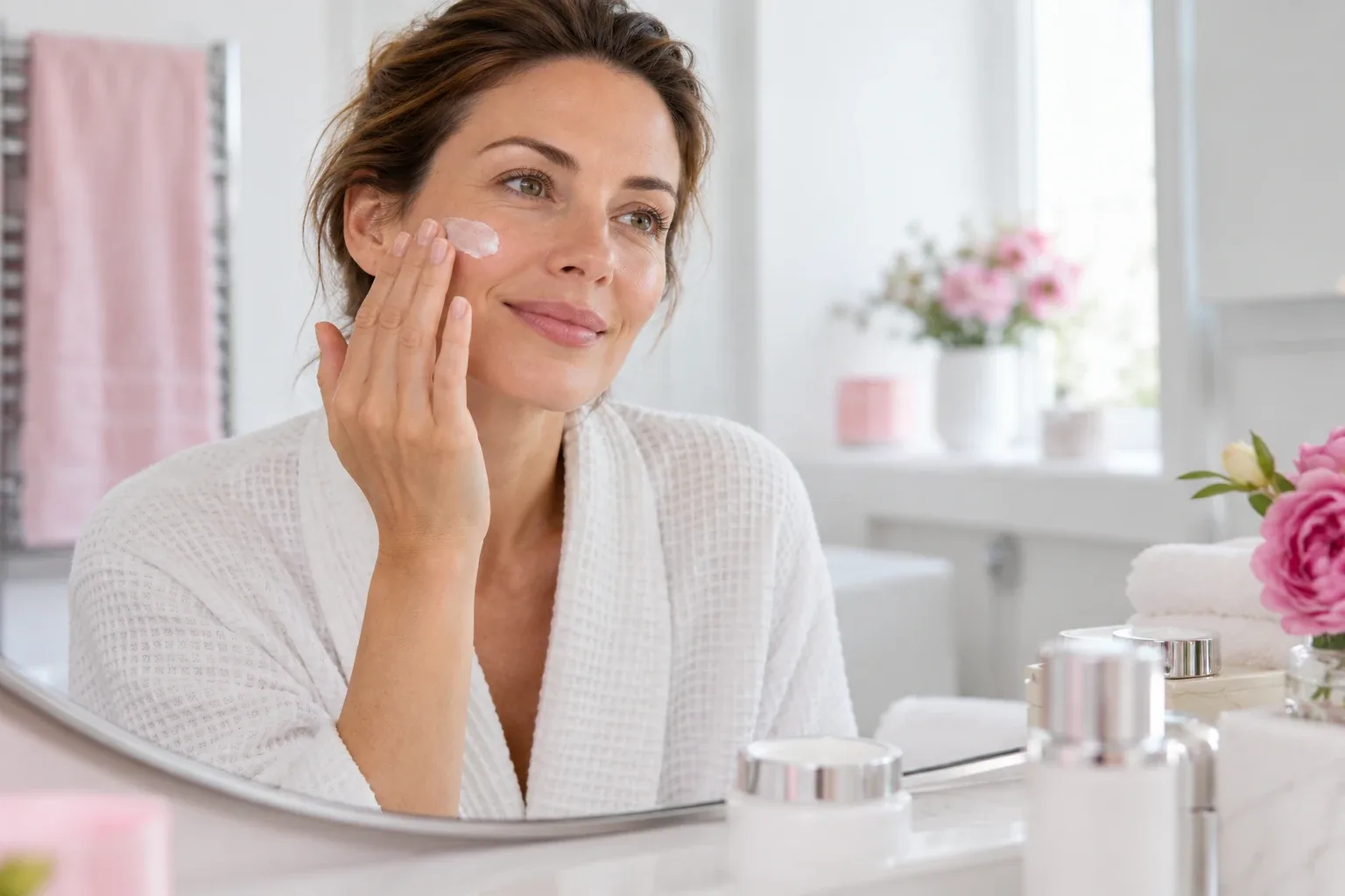 Application douce d’une crème hydratante