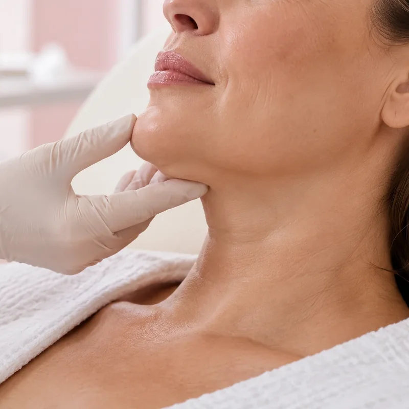 Cryolipolyse du double menton avec un petit applicateur — Centre Esthétique EstheMed à Nice
