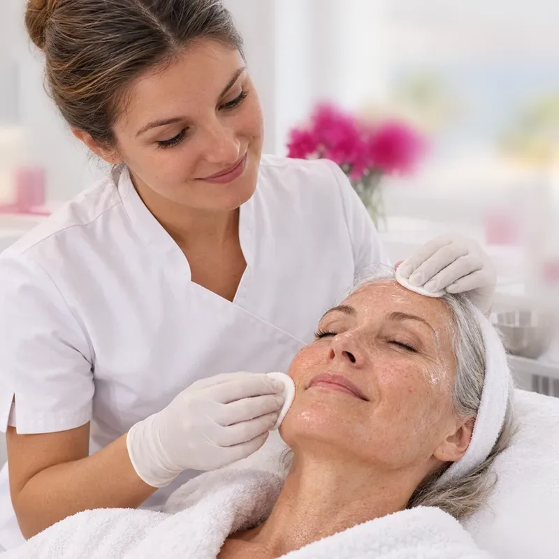 Pose d'un peeling moyen sur le visage — Centre Esthétique EstheMed à Nice